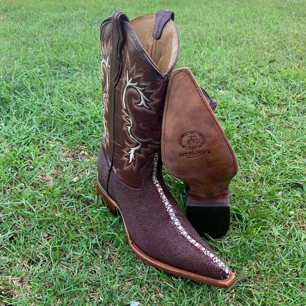 Men’s Stingray western Boots Print Leather Wine